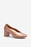 Elegant Natural Leather Women's Stiletto Pumps with Floral Design
