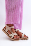 Elegant Natural Leather Platform Sandals with Velcro Strap
