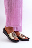 Elegant Leather Women's Flip-Flops with Shiny Strap Detail