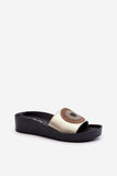 Elegant Leather Women's Flip-Flops with Shiny Strap Detail