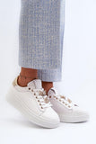 Stylish Leather Sneakers with Studs and Cute Pin-Stripes