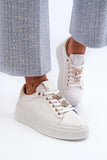 Stylish Leather Sneakers with Studs and Cute Pin-Stripes