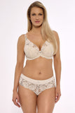 Elegant Push-Up Bra in Classic Beige with Lace Details