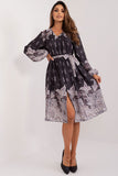 Elegant Midi Cocktail Dress with Unique Print and Heart Neckline