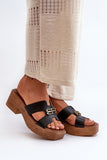 Elegant Women's Leather Flip-Flops with Gold Accents