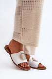 Elegant Leather Flip-Flops with Gold Accents for Women