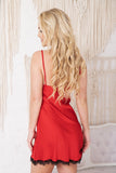 Elegant Satin Chemise with Lace Details and Adjustable Straps