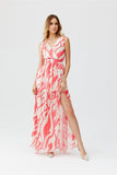 Elegant Maxi Chiffon Dress with Back Cutout and Slit