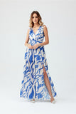 Elegant Chiffon Maxi Dress with Back Cutout and Slit