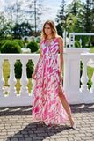 Elegant Chiffon Maxi Dress with Back Cutout and Slit