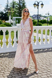 Elegant Maxi Chiffon Dress with Back Cutout and Slit