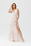 Elegant Maxi Chiffon Dress with Back Cutout and Slit