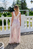 Elegant Maxi Chiffon Dress with Back Cutout and Slit