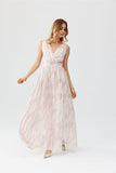 Elegant Maxi Chiffon Dress with Back Cutout and Slit