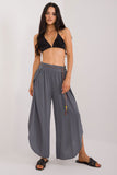High-Waisted Seam Pants with Slit Legs and Tie Waist