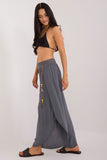 High-Waisted Seam Pants with Slit Legs and Tie Waist