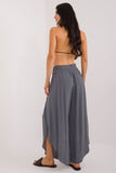 High-Waisted Seam Pants with Slit Legs and Tie Waist