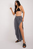 High-Waisted Seam Pants with Slit Legs and Tie Waist