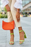 Eco Leather Heeled Sandals with Adjustable Strap for Comfort