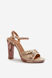 Stylish Heeled Sandals with Natural Leather Comfort
