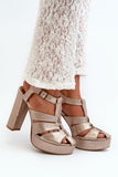 Stylish Women's Leather Platform Sandals with Adjustable Strap