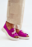 Elegant Suede Women's Sandals with Bow and Comfortable Sole