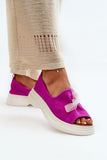 Elegant Suede Women's Sandals with Bow and Comfortable Sole