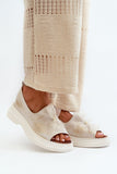Elegant Natural Leather Women's Sandals with Bow Detail