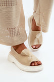 Elegant Women's Leather Sandals with Bow Detail for Summer