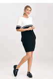 Two-Tone Cotton Mini Dress with Belt and Pockets