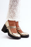 Elegant Eco-Leather Block Heel Pumps with Adjustable Straps