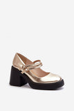 Elegant Eco-Leather Block Heel Pumps with Adjustable Straps