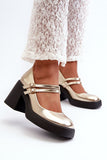 Elegant Eco-Leather Block Heel Pumps with Adjustable Straps