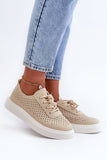 Eco Leather Women's Platform Sneakers with Openwork Design