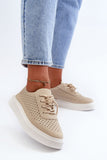 Eco Leather Women's Platform Sneakers with Openwork Design