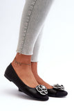 Flower-Decorated Eco Leather Ballerina Flats for Women