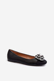 Flower-Decorated Eco Leather Ballerina Flats for Women