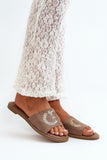 Eco-Suede Womenâs Flip-Flops with Sequin Strap for Comfort