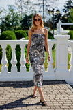 Elegant Fitted Dress with Slit and Strapless Neckline