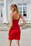 Elegant Mini Dress with Chic Neckline and Slit Design