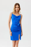 Elegant Mini Dress with Unique Neckline and Chic Slit