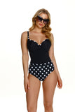 Elegant Black and White Peas One-Piece Swimsuit