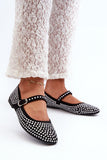 Rhinestone-Embellished Eco-Suede Ballerinas for Any Occasion