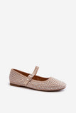 Eco-Suede Rhinestone Ballerinas with Adjustable Strap