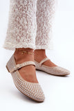 Eco-Suede Rhinestone Ballerinas with Adjustable Strap