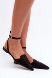 Elegant Eco-Suede Pointed Toe Ballerinas with Strap