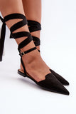 Elegant Eco-Suede Pointed Toe Ballerinas with Strap