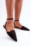 Elegant Eco-Suede Pointed Toe Ballerinas with Strap