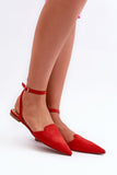 Elegant Eco-Suede Pointed Toe Ballerinas with Strap