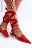 Elegant Eco-Suede Pointed Toe Ballerinas with Strap